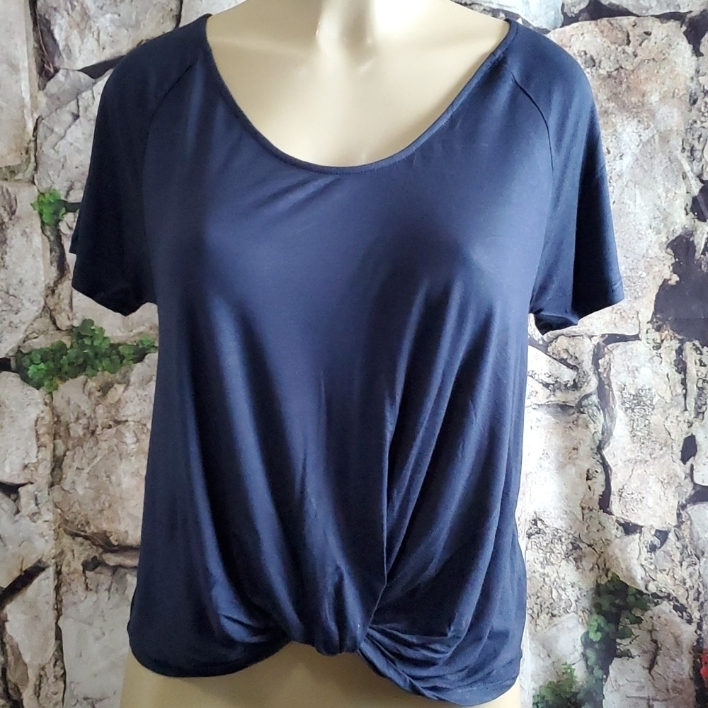 New pret-a-porTEE | Blue Color Twist Front Blouse